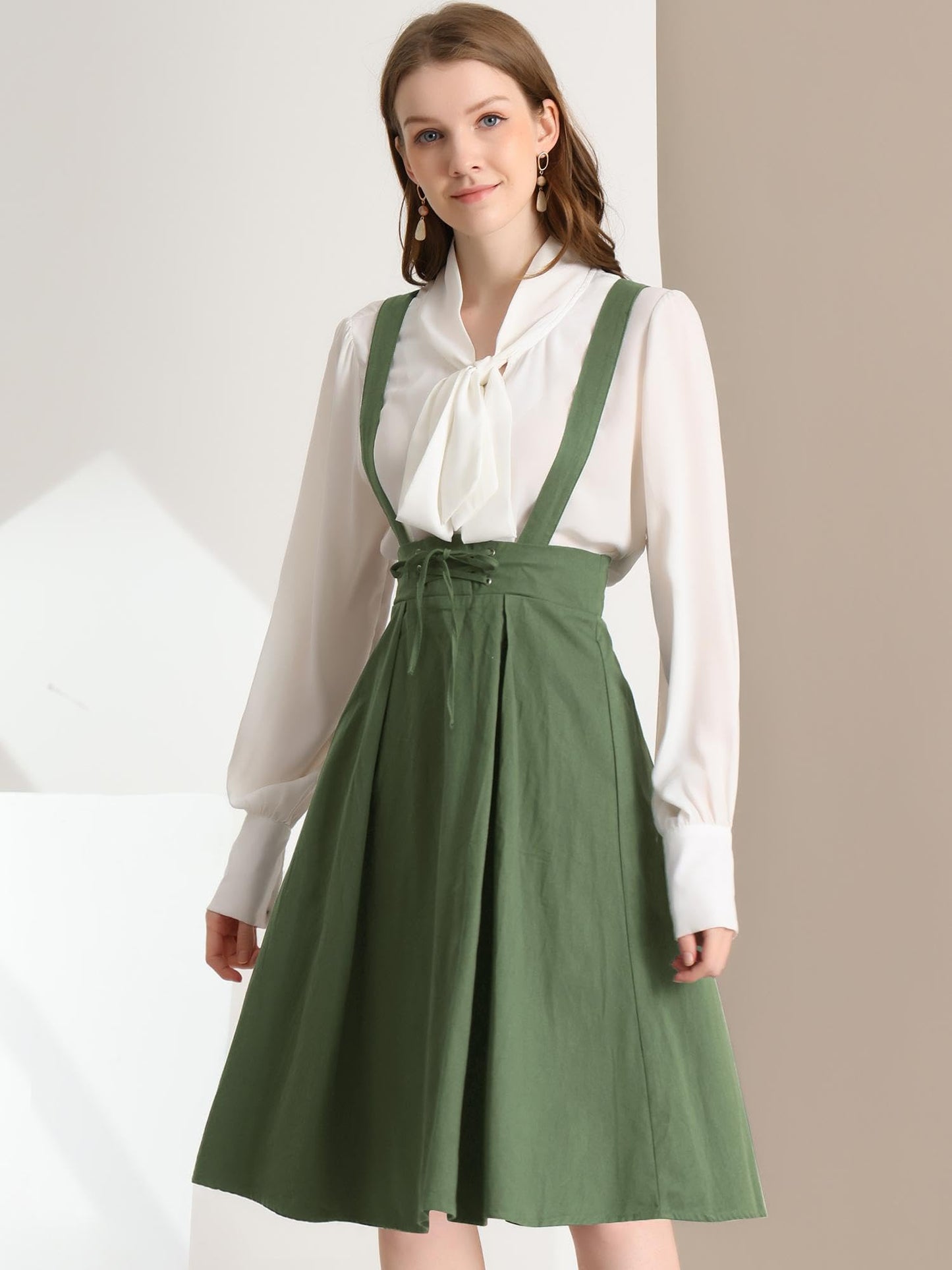 Allegra K Women's Cute Suspender Skirt High Waist Overall Corset Skater Skirt Short Mini Dress