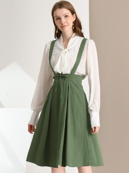 Allegra K Women's Cute Suspender Skirt High Waist Overall Corset Skater Skirt Short Mini Dress