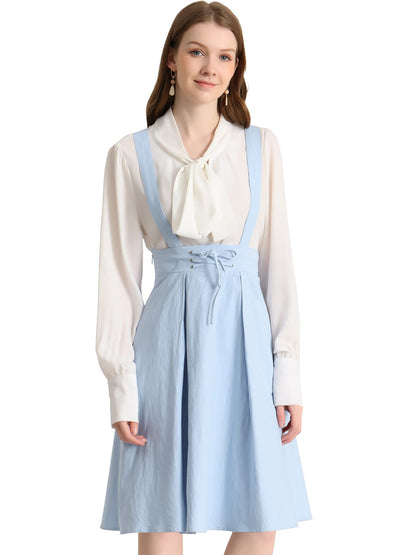 Allegra K Women's Cute Suspender Skirt High Waist Overall Corset Skater Skirt Short Mini Dress
