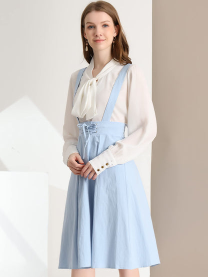 Allegra K Women's Cute Suspender Skirt High Waist Overall Corset Skater Skirt Short Mini Dress