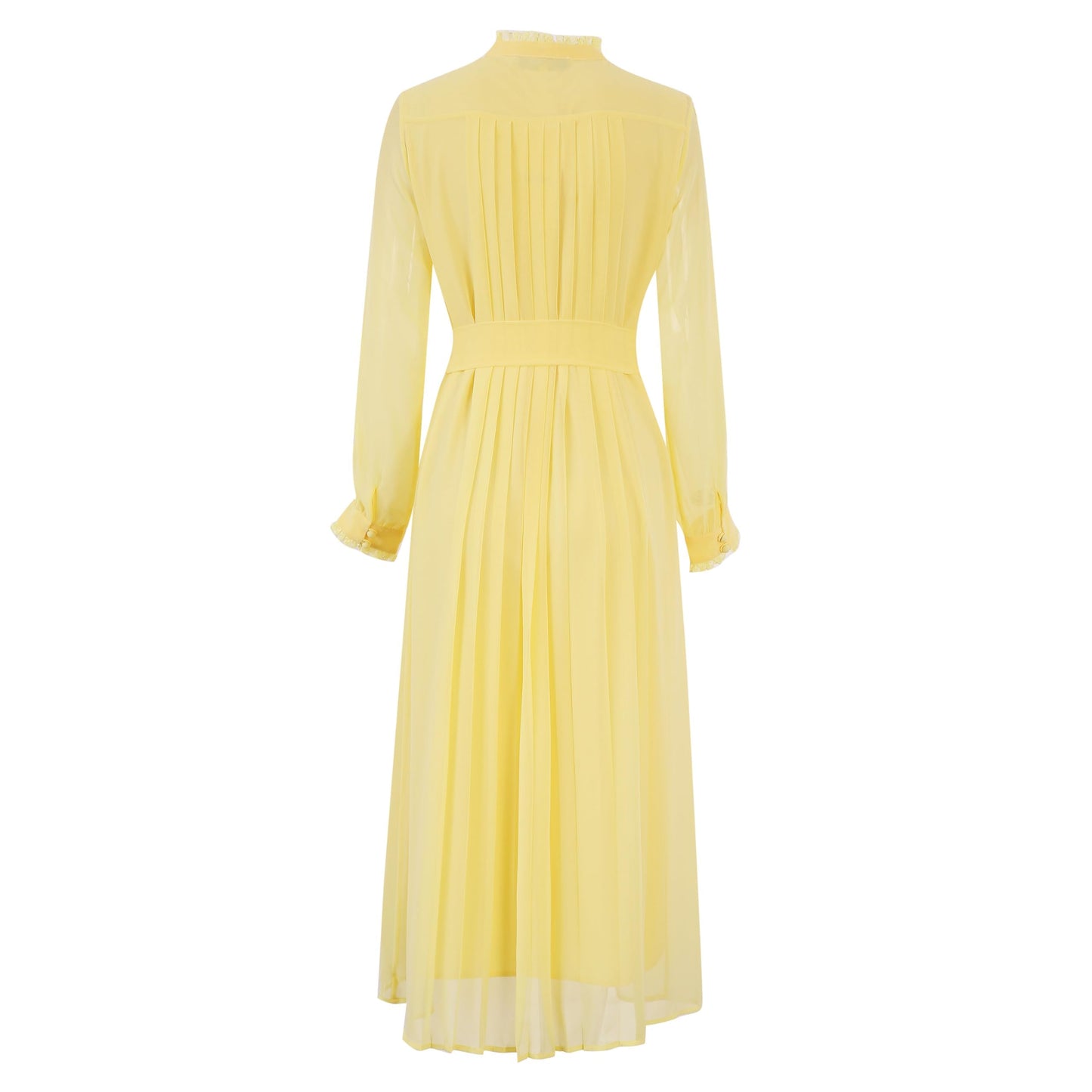 Women's 2026 Spring Fall Midi Dress with Belt Casual Long Sleeve Lace V Neck Pleated A Line Flowy Dresses for Work or Daily