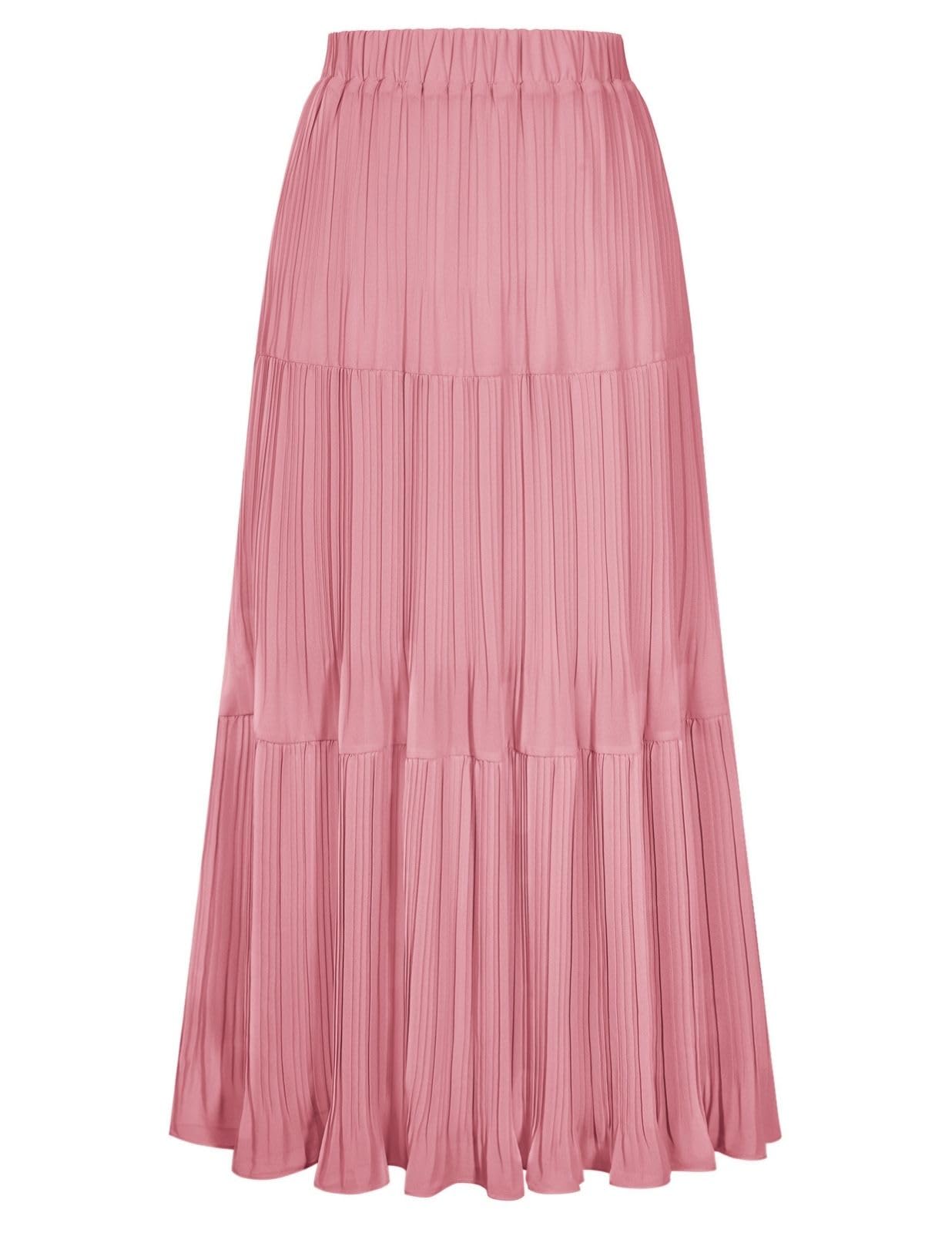 Kate Kasin 2026 Women's Chiffon Maxi Skirt, High Waist Pleated Skirts, Summer Flowy Long Skirts with Underskirt