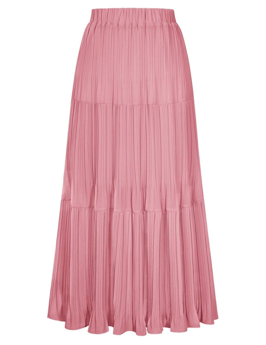 Kate Kasin 2026 Women's Chiffon Maxi Skirt, High Waist Pleated Skirts, Summer Flowy Long Skirts with Underskirt