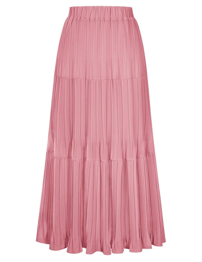 Kate Kasin 2026 Women's Chiffon Maxi Skirt, High Waist Pleated Skirts, Summer Flowy Long Skirts with Underskirt