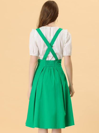 Allegra K Women's Cute Suspender Skirt High Waist Overall Corset Skater Skirt Short Mini Dress