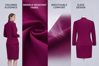 Women's 2 Piece Business Suit Skirt Set Collarless Blazer Jacket & Pencil Skirt Office Work Professional Outfits