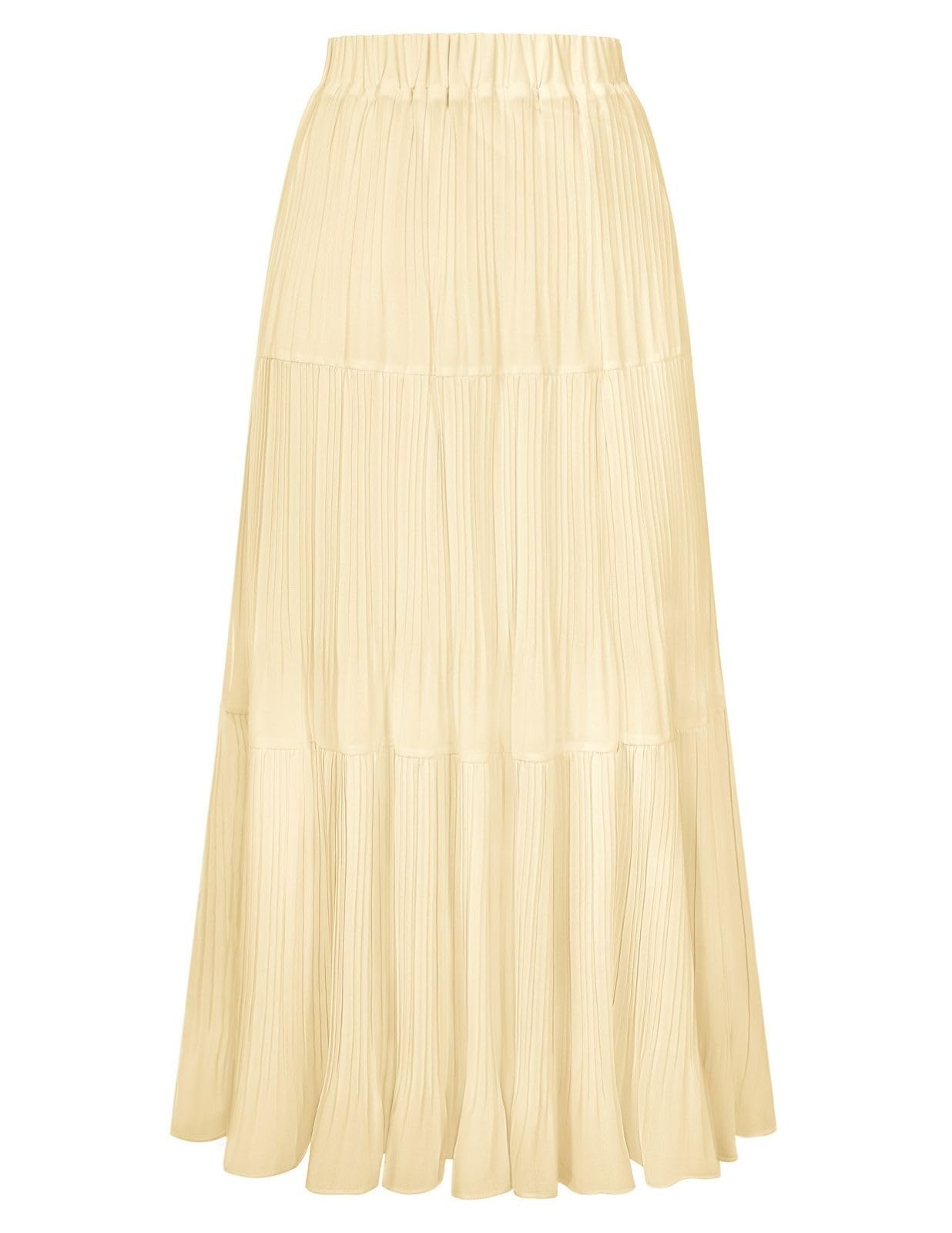 Kate Kasin 2026 Women's Chiffon Maxi Skirt, High Waist Pleated Skirts, Summer Flowy Long Skirts with Underskirt