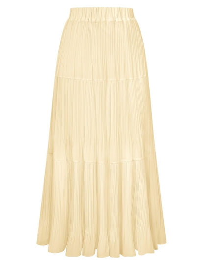 Kate Kasin 2026 Women's Chiffon Maxi Skirt, High Waist Pleated Skirts, Summer Flowy Long Skirts with Underskirt