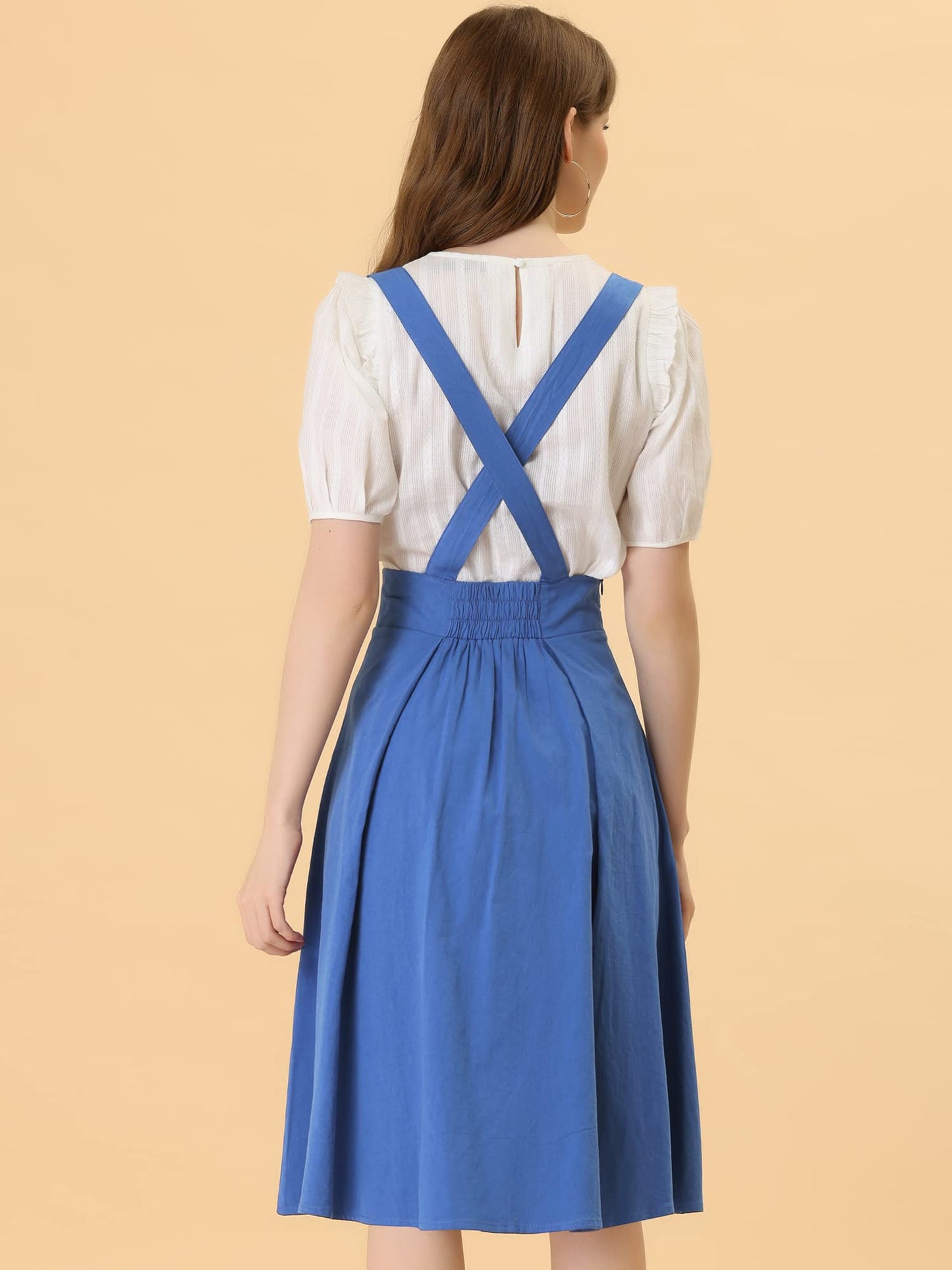Allegra K Women's Cute Suspender Skirt High Waist Overall Corset Skater Skirt Short Mini Dress