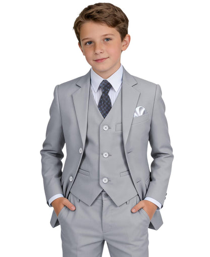 Boys' Suit Kids Formal Tuxedo Suits Set for Boys 6 Piece Dress Clothes Easter Wedding Outfit with Tie Pocket Square