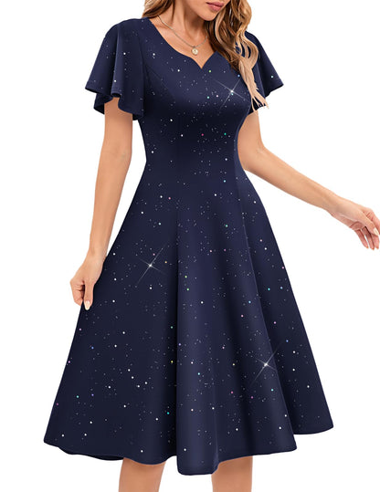 HomRain Vestidos de cóctel brillantes con purpurina para mujer, vestido de dama de honor para invitados de boda, vestido de graduación