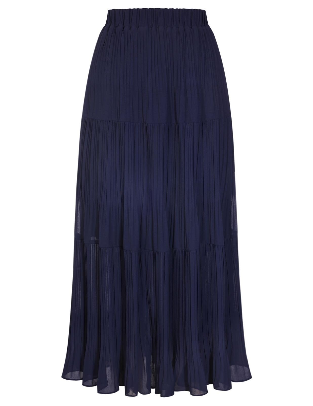 Kate Kasin 2026 Women's Chiffon Maxi Skirt, High Waist Pleated Skirts, Summer Flowy Long Skirts with Underskirt