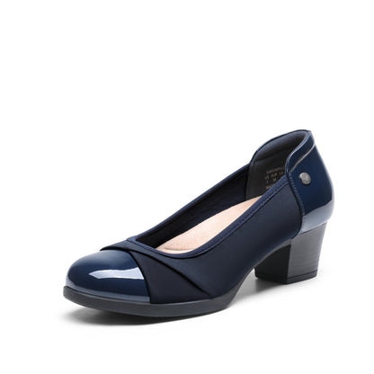 DREAM PAIRS Women's Pumps Low Chunky Block Closed Toe Shoes Work Comfortable Heels Round Toe Dress