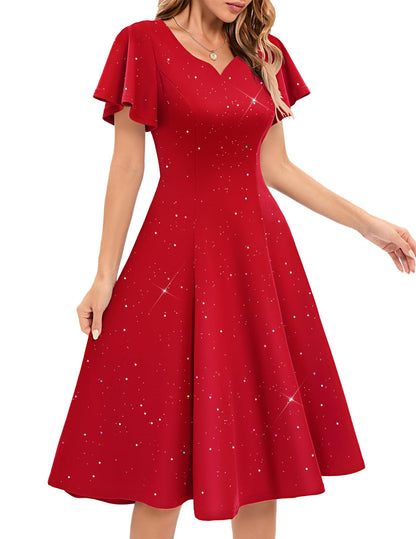 HomRain Vestidos de cóctel brillantes con purpurina para mujer, vestido de dama de honor para invitados de boda, vestido de graduación