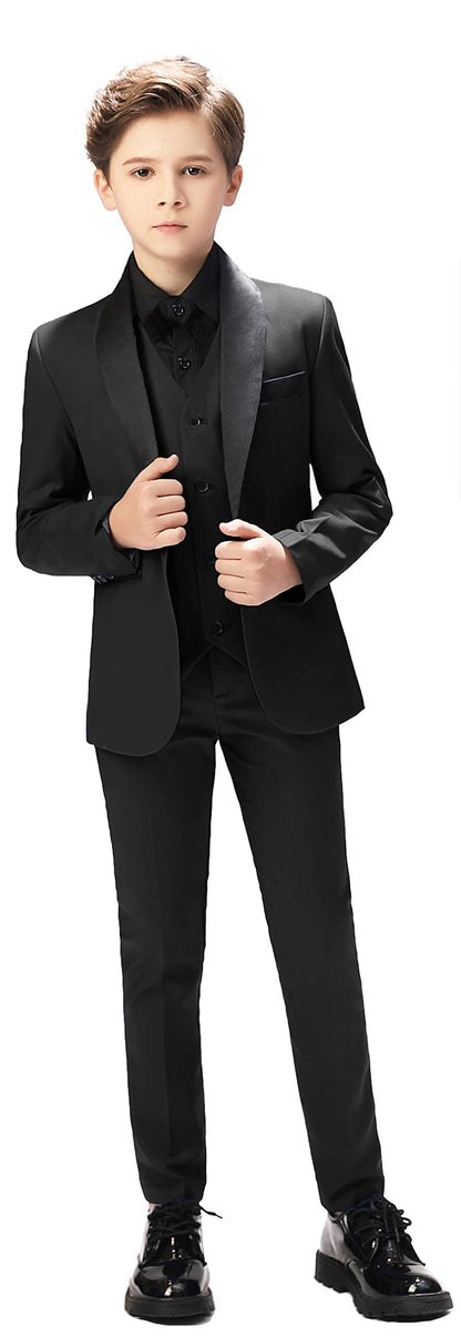 Boy Suits Tuxedo Slim Fit Suit for Boys Kids Toddler Dress Outfit with Coat, Pants, Vest Set No Tail