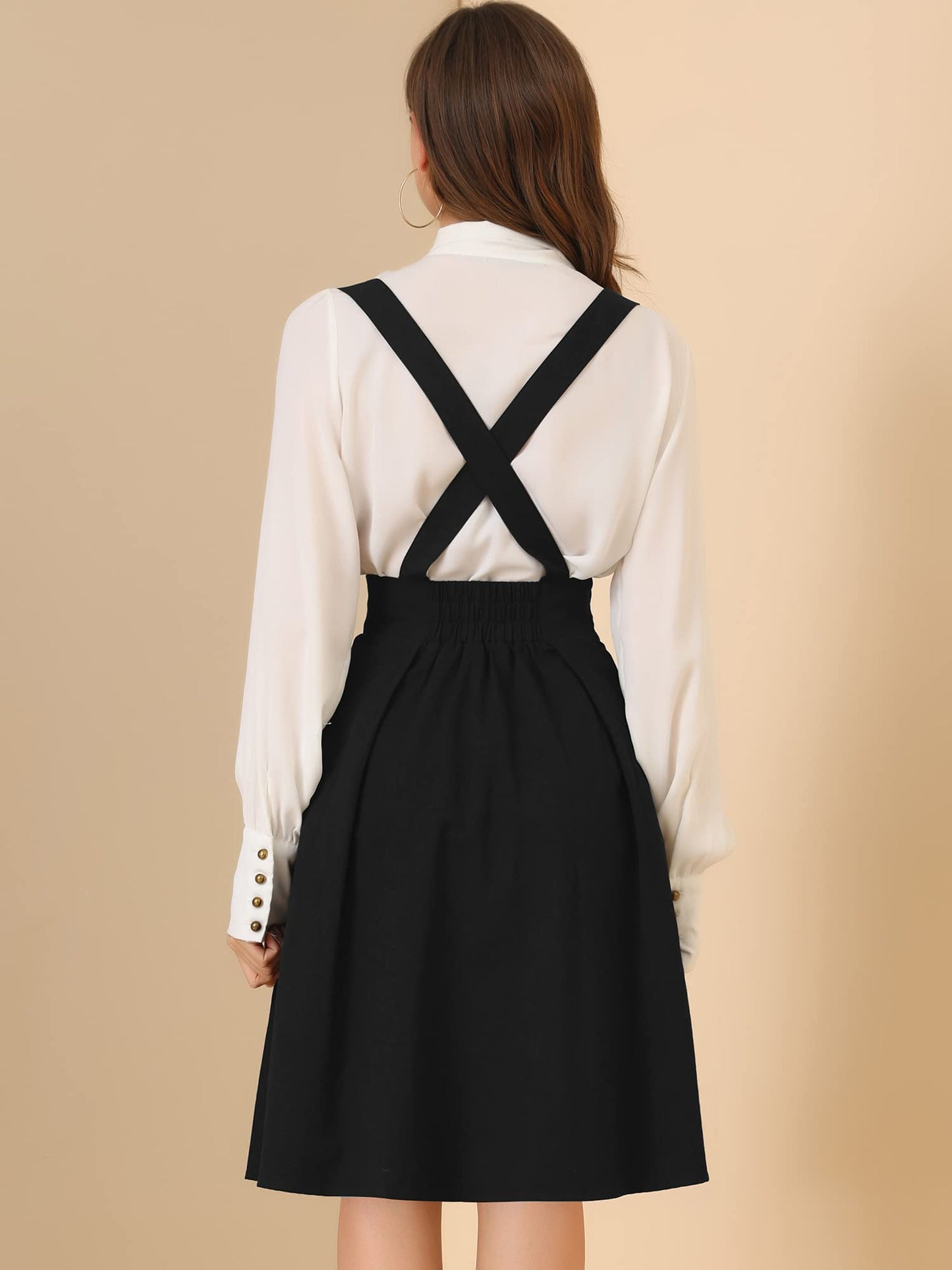 Allegra K Women's Cute Suspender Skirt High Waist Overall Corset Skater Skirt Short Mini Dress