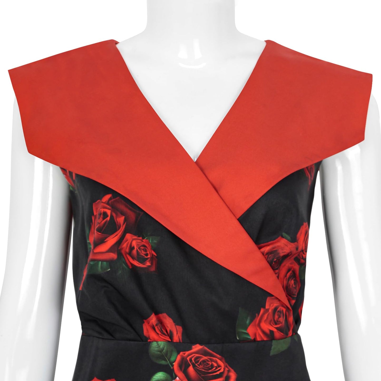HIGAKI Women's 1950s Dress Tea Party V-Neck Sleeveless Dress