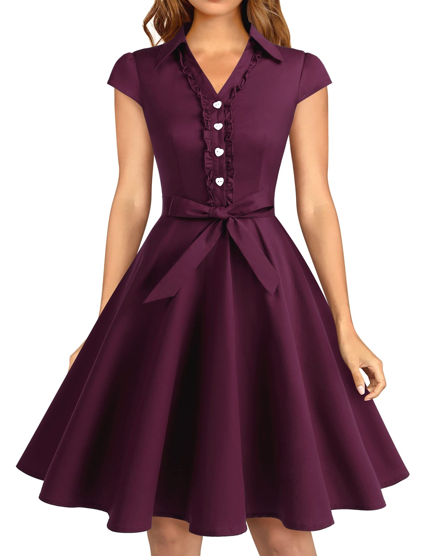 Wedtrend Women's 1950s Retro Rockabilly Dress Cap Sleeve Vintage Swing Dress