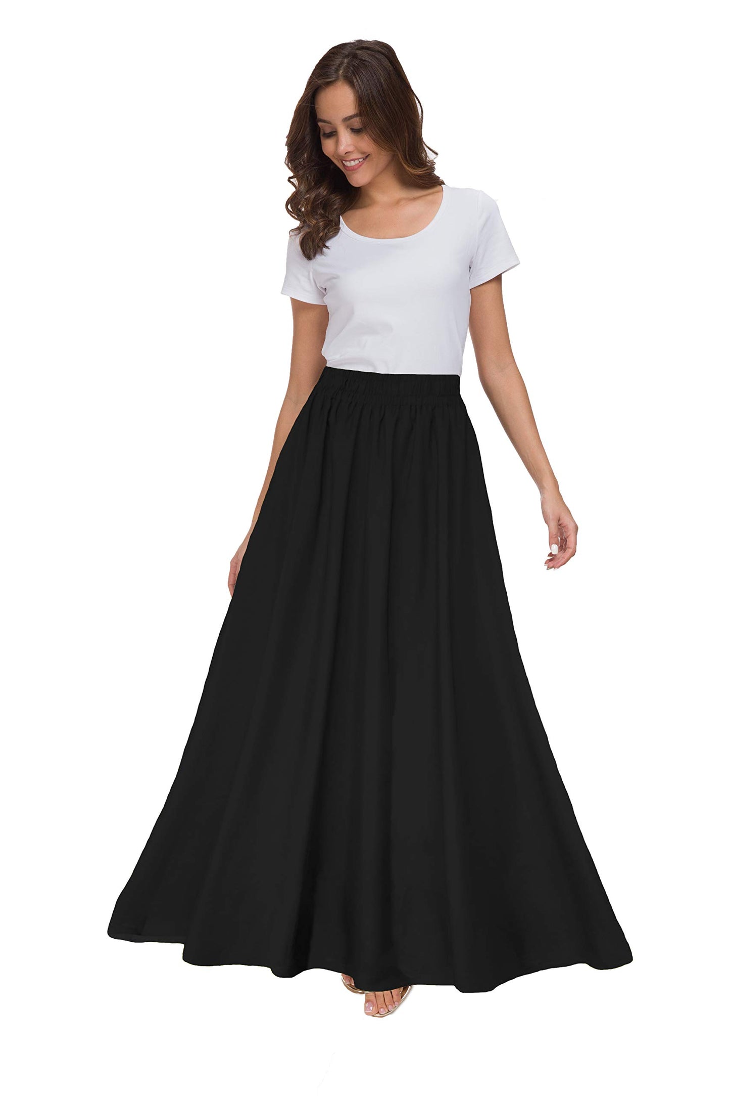 Womens Chiffon Retro Maxi Skirt Vintage Ankle-Length Skirts