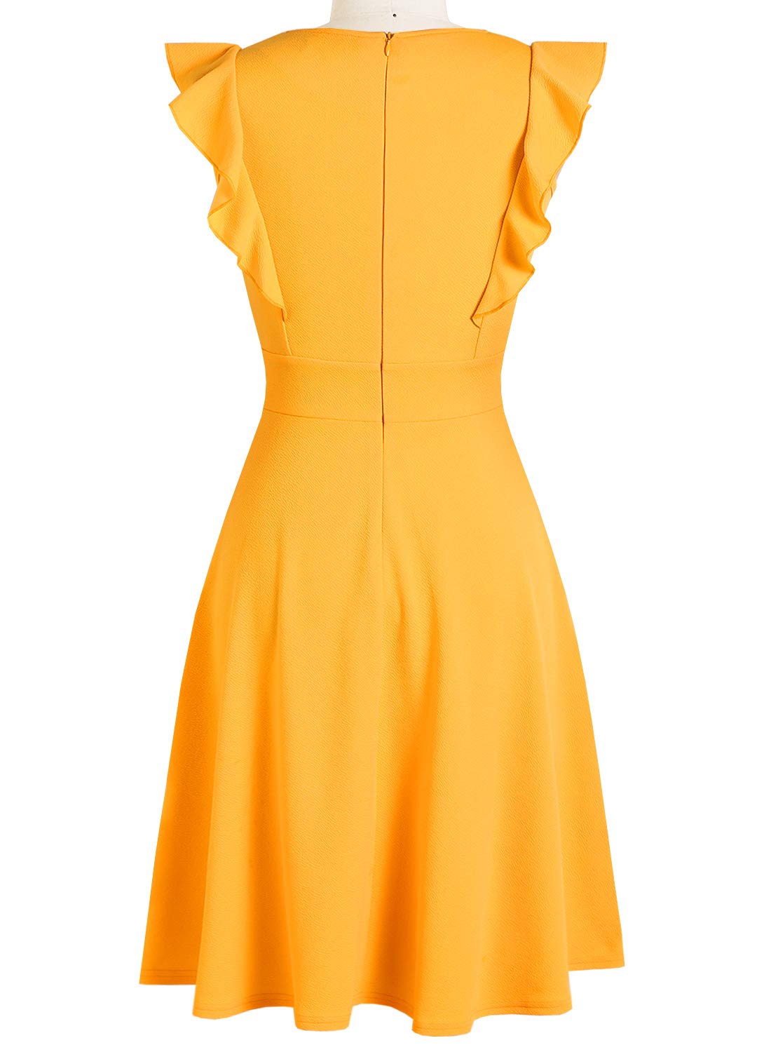 YATHON Women's Vintage Ruffle Floral Flared A Line Swing Casual Cocktail Party Dresses