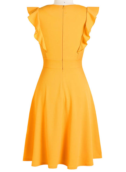 YATHON Women's Vintage Ruffle Floral Flared A Line Swing Casual Cocktail Party Dresses
