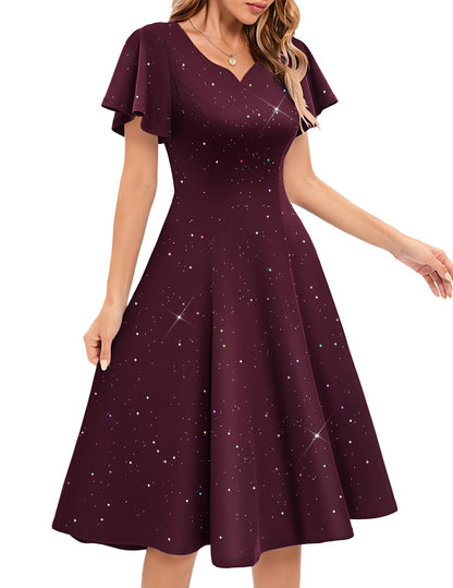 HomRain Vestidos de cóctel brillantes con purpurina para mujer, vestido de dama de honor para invitados de boda, vestido de graduación