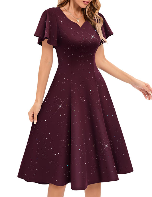 HomRain Vestidos de cóctel brillantes con purpurina para mujer, vestido de dama de honor para invitados de boda, vestido de graduación