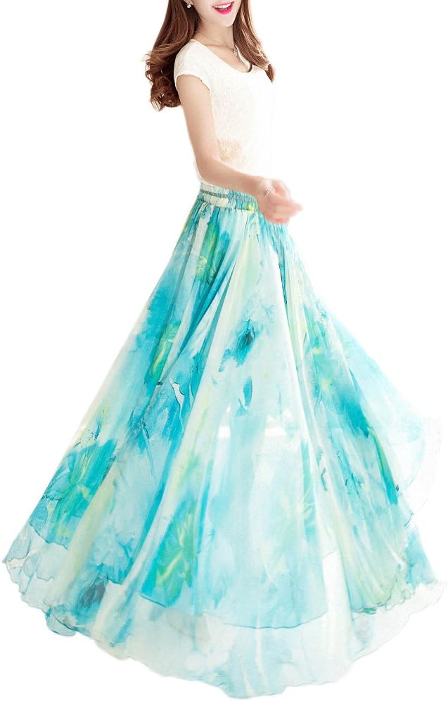 Womens Long Chiffon Bohemian Skirt Gypsy Dress Maxi Boho Beach Skirt