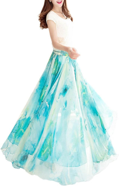 Womens Long Chiffon Bohemian Skirt Gypsy Dress Maxi Boho Beach Skirt