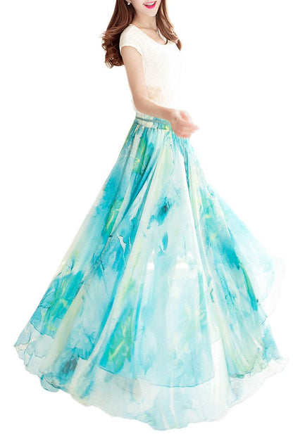 Womens Long Chiffon Bohemian Skirt Gypsy Dress Maxi Boho Beach Skirt