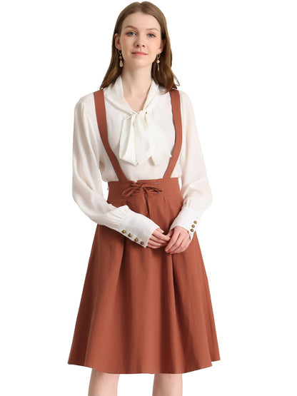 Allegra K Women's Cute Suspender Skirt High Waist Overall Corset Skater Skirt Short Mini Dress
