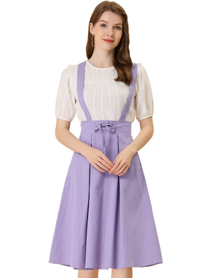 Allegra K Women's Cute Suspender Skirt High Waist Overall Corset Skater Skirt Short Mini Dress