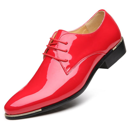 Men's Patent Leather Pointed Toe Derby Dress Shoes Classic Lace-Up Tuxedo Business Formal Oxford Shoes