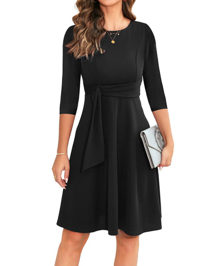 OWIN Womens 2026 Elegant Ruffle Sleeve Flared A Line Swing Casual Party Cocktail Dresses