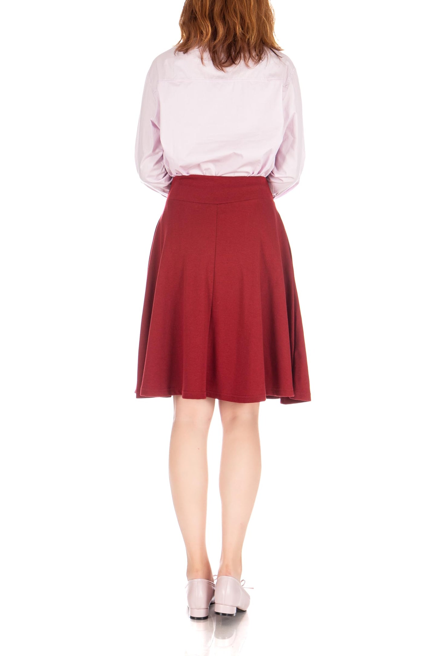 Dani's Choice High-Waisted Cotton Blend Skirt with Pockets - Knee Length A-line Flare for Business and Casual Wear