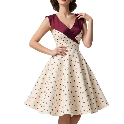 HIGAKI Women's 1950s Dress Tea Party V-Neck Sleeveless Dress