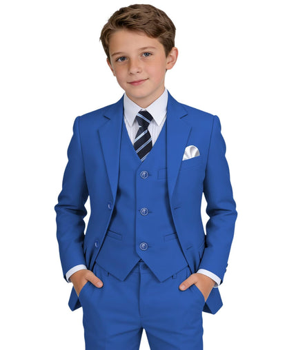 Boys' Suit Kids Formal Tuxedo Suits Set for Boys 6 Piece Dress Clothes Easter Wedding Outfit with Tie Pocket Square