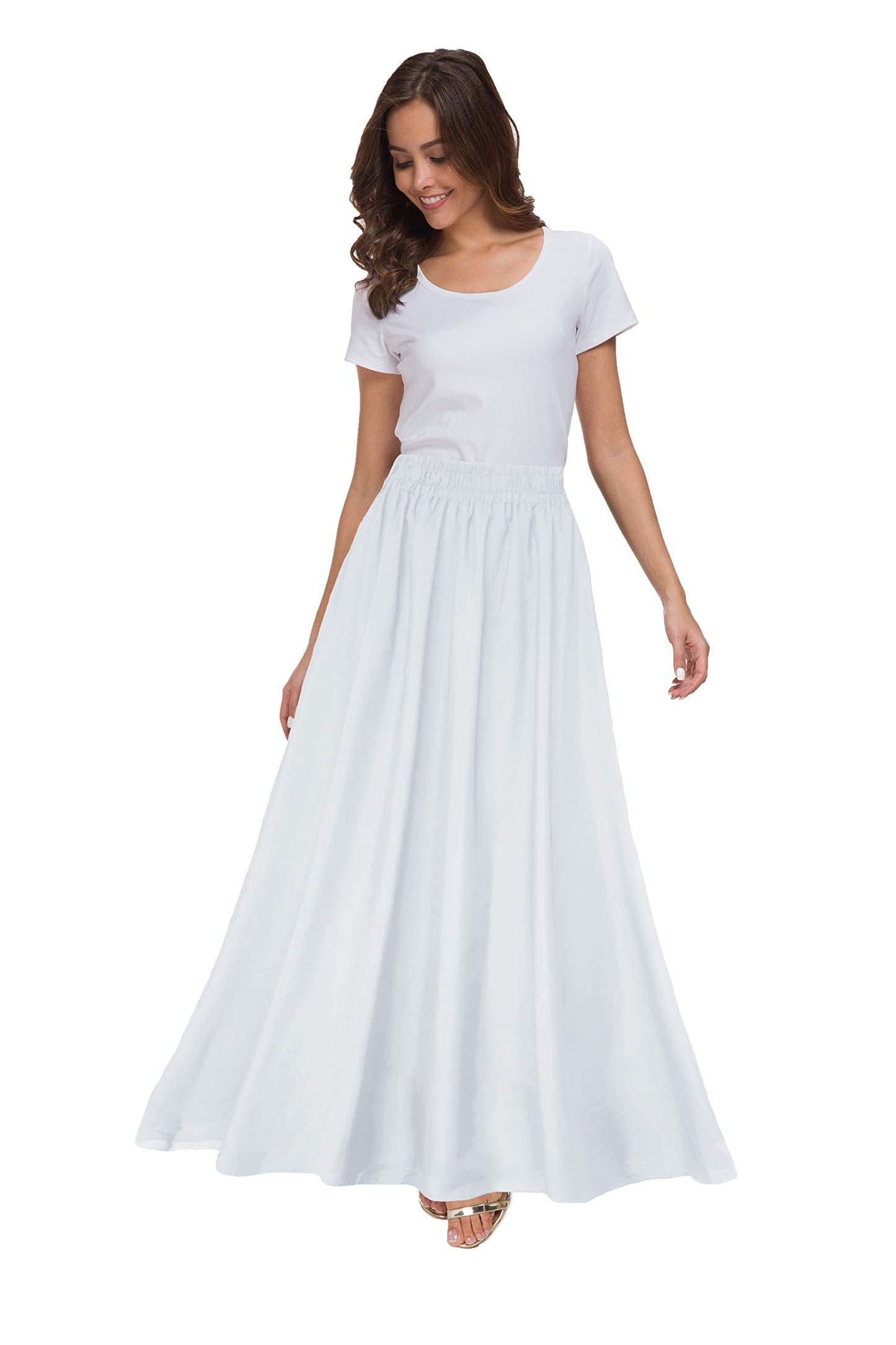 Womens Chiffon Retro Maxi Skirt Vintage Ankle-Length Skirts
