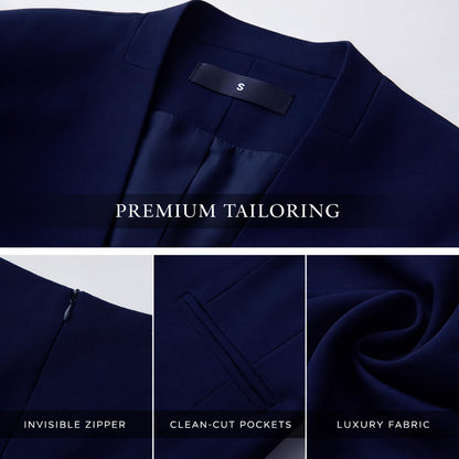 Women's 2 Piece Business Suit Skirt Set Collarless Blazer Jacket & Pencil Skirt Office Work Professional Outfits