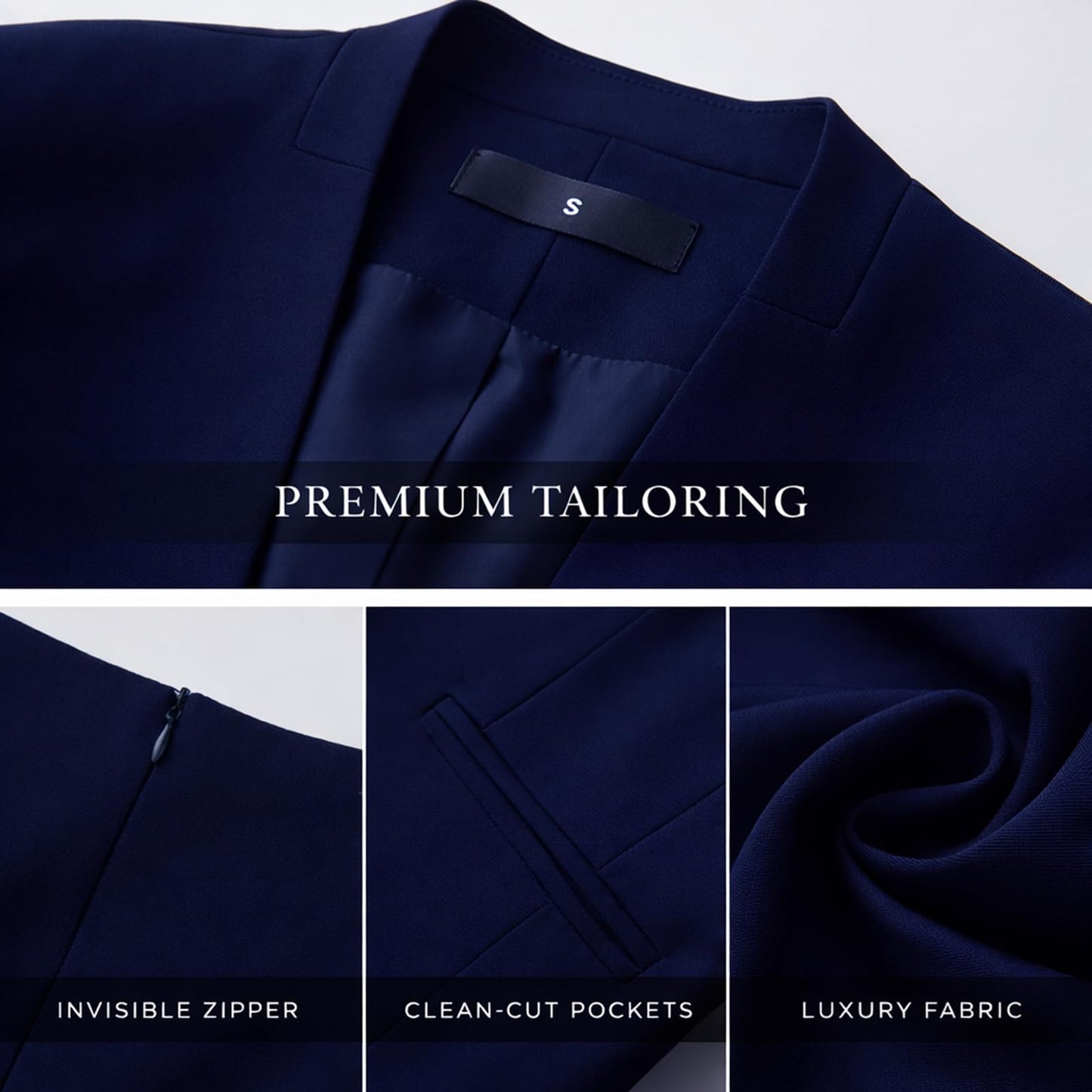 Women's 2 Piece Business Suit Skirt Set Collarless Blazer Jacket & Pencil Skirt Office Work Professional Outfits