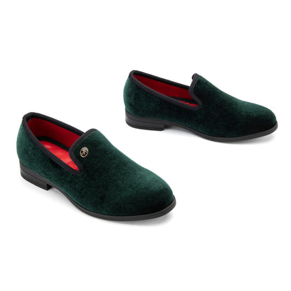 Meijiana Boys Dress Shoes - Velvet Casual Pull-On Low-Heels, Black Rubber All-Weather Formal Boys Shoes, Toddler Dress Shoes for Wedding & Party - Fashion Business Style