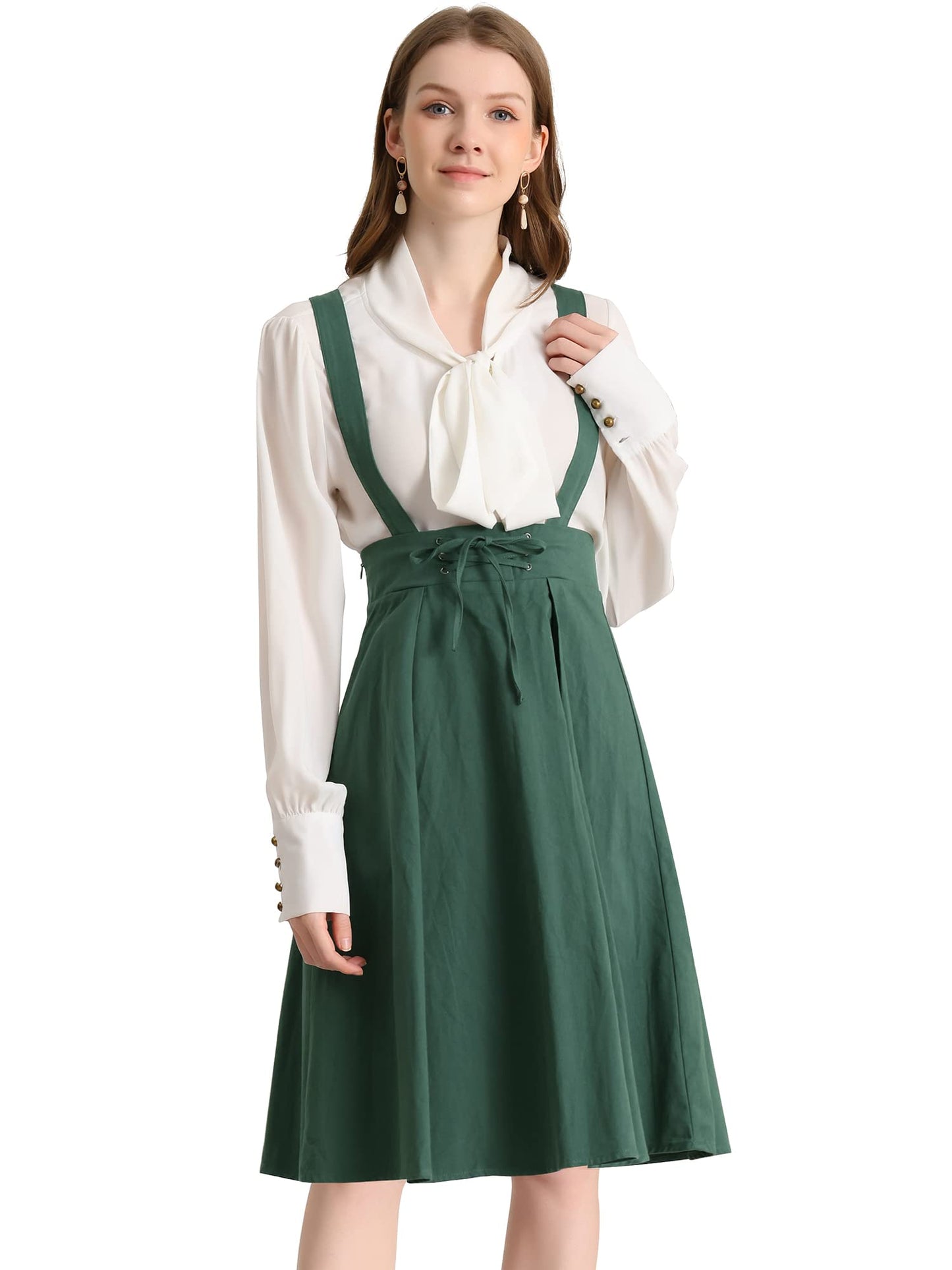 Allegra K Women's Cute Suspender Skirt High Waist Overall Corset Skater Skirt Short Mini Dress