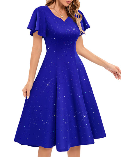 HomRain Vestidos de cóctel brillantes con purpurina para mujer, vestido de dama de honor para invitados de boda, vestido de graduación