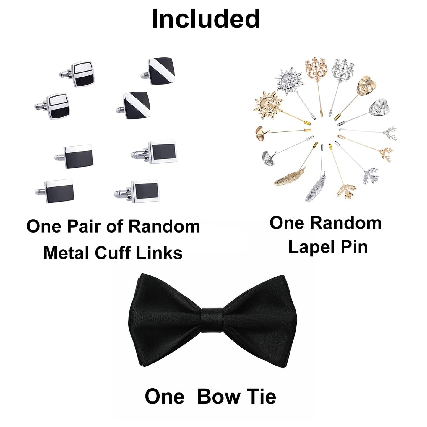 FAHIZO Men's White Tuxedo Shirt with Wing Collar, French Cuffs & Accessories