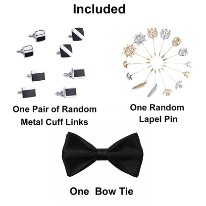 FAHIZO Men's White Tuxedo Shirt with Wing Collar, French Cuffs & Accessories