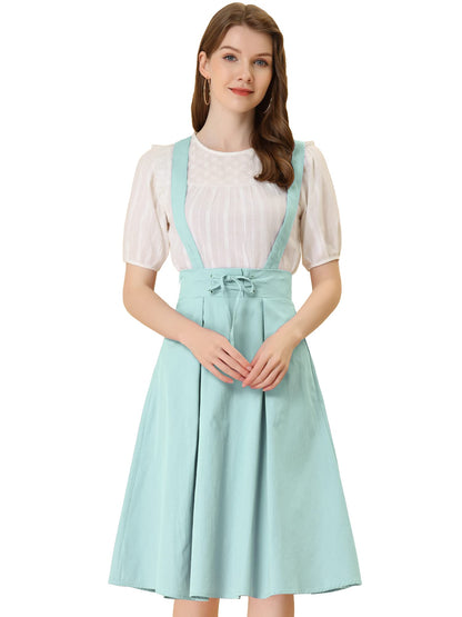 Allegra K Women's Cute Suspender Skirt High Waist Overall Corset Skater Skirt Short Mini Dress