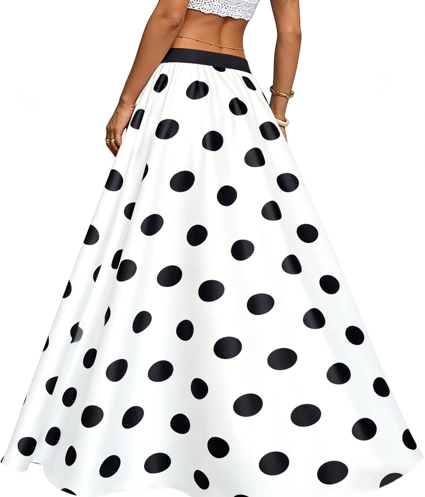 Women's Chiffon Stripe Maxi Skirt High Waist Mopping Floor Skirts