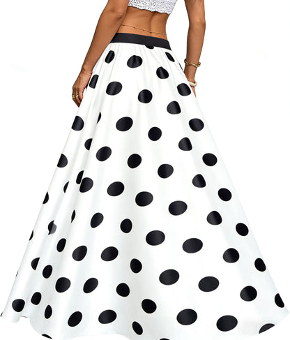 Women's Chiffon Stripe Maxi Skirt High Waist Mopping Floor Skirts