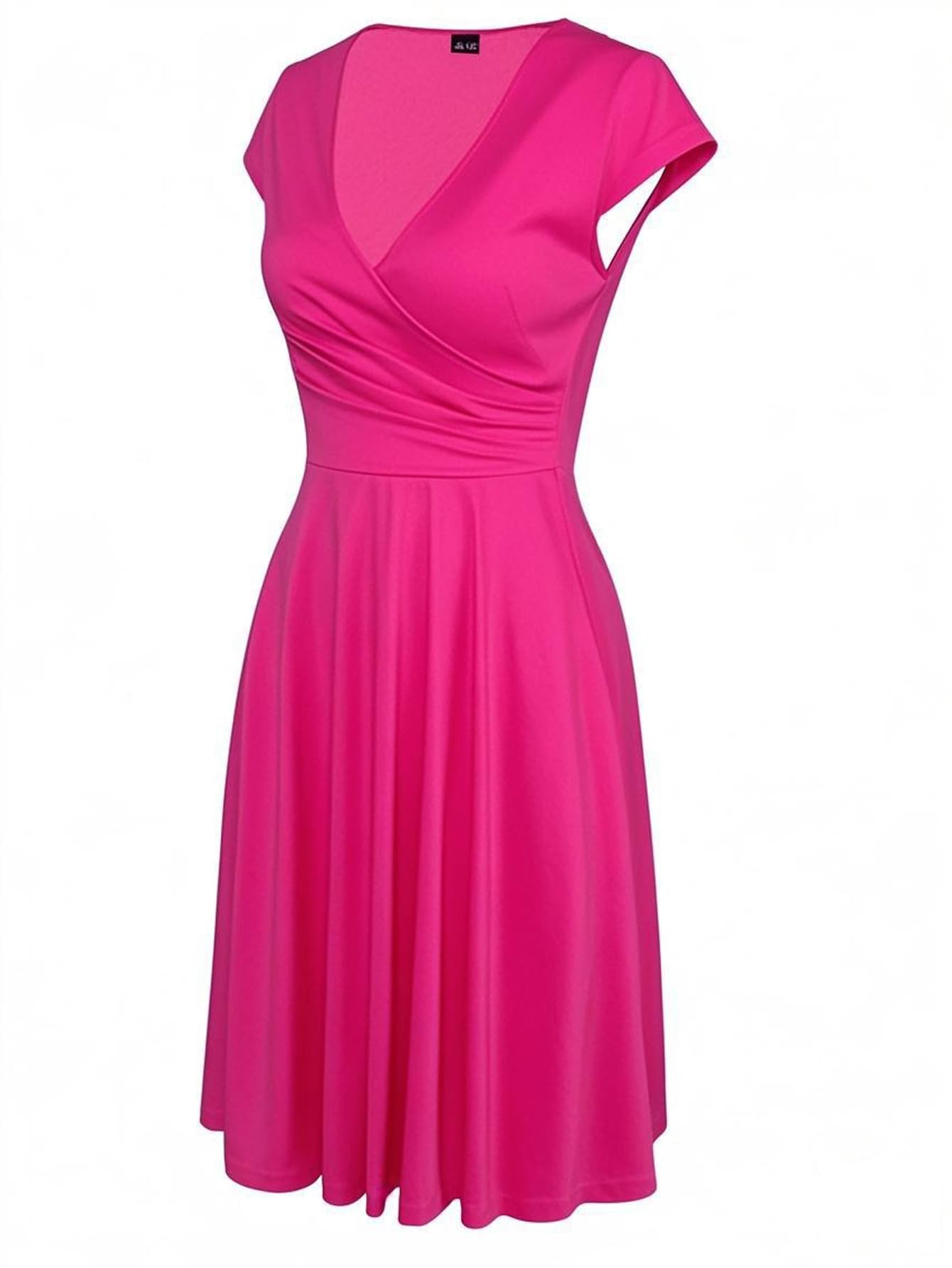 oxiuly Women's Vintage Dot V-Neck Cap Sleeve Casual Pockets Swing Tea Dress OX296