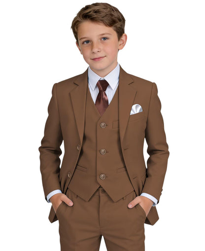 Boys' Suit Kids Formal Tuxedo Suits Set for Boys 6 Piece Dress Clothes Easter Wedding Outfit with Tie Pocket Square
